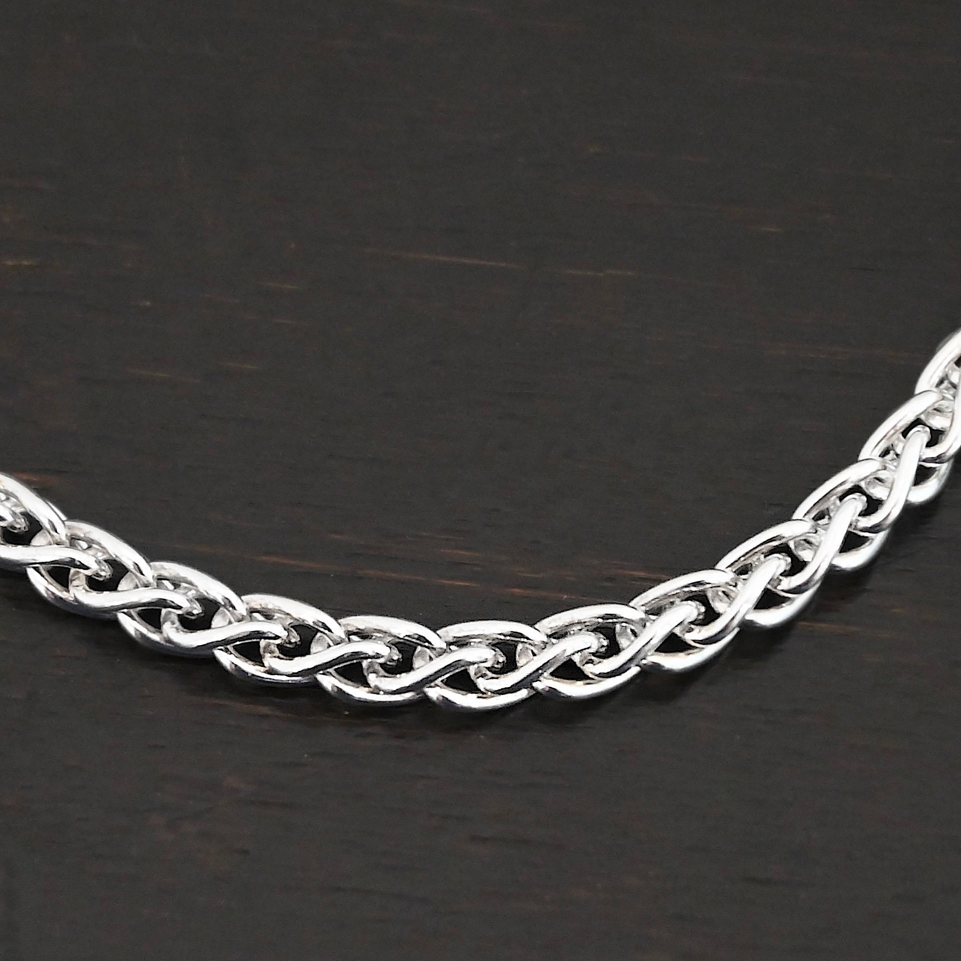 Sterling Silver King Cobra Chain - shiny shown on dark background