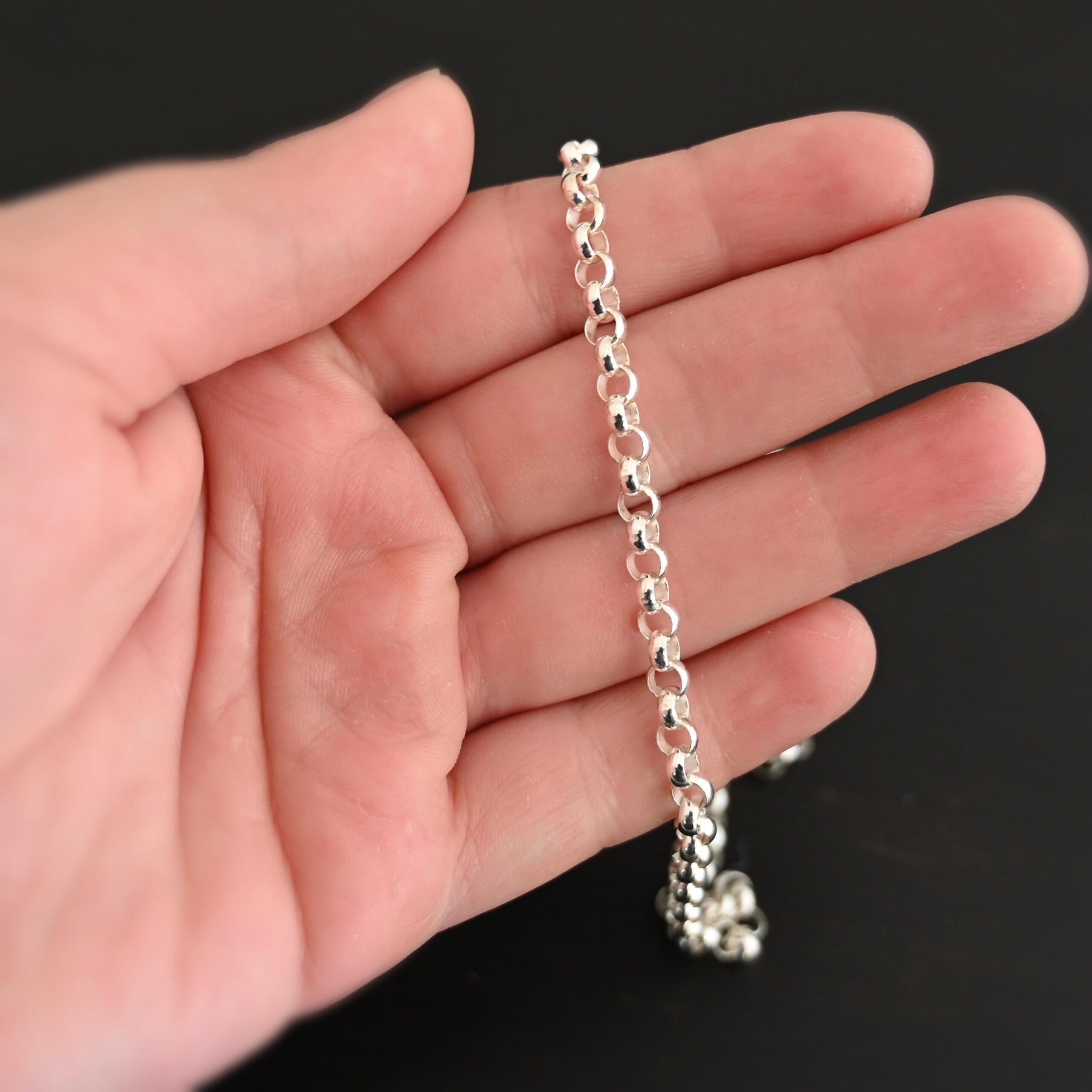 Roxy Rolo Chain shiny shown in hand