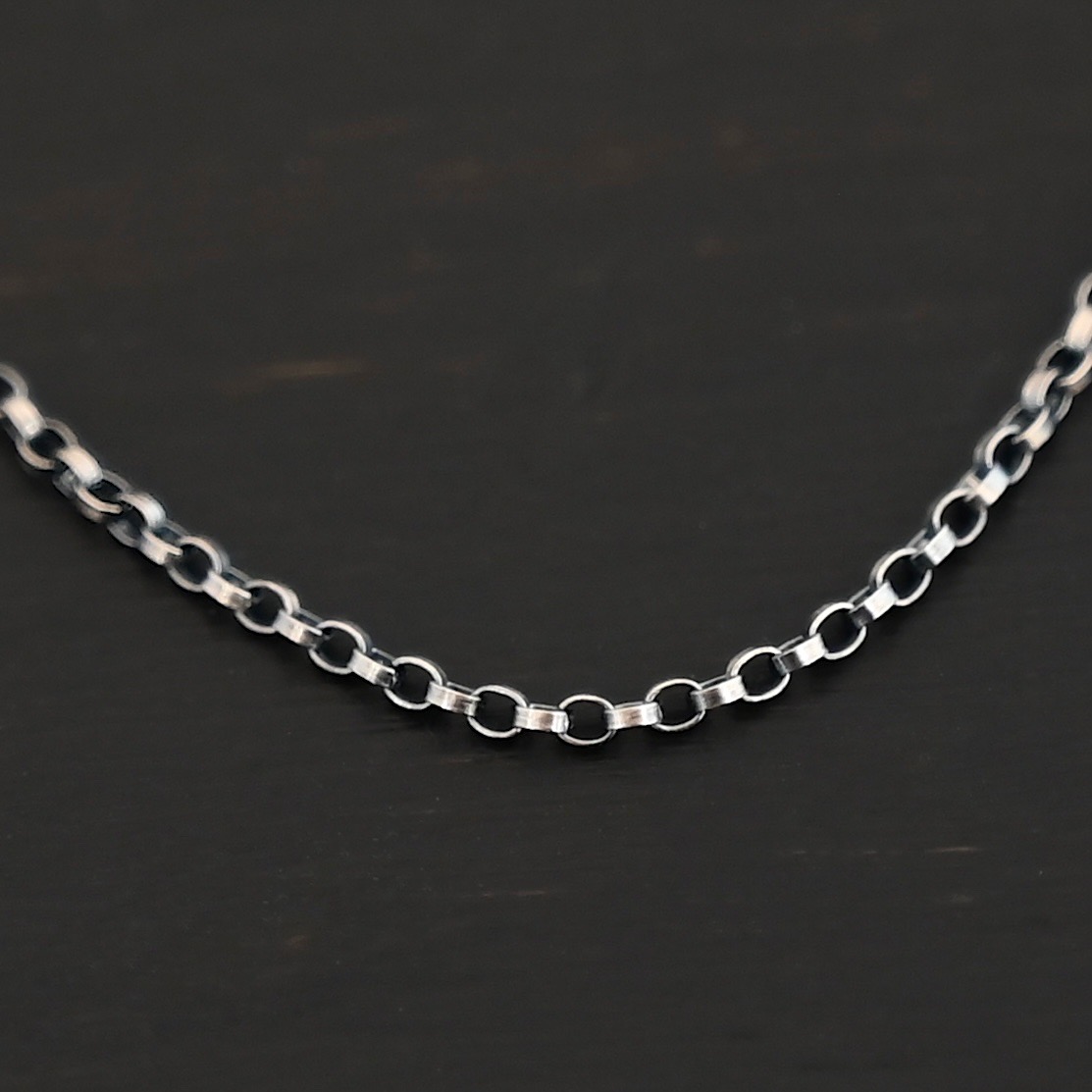 Sterling Silver Cassie Chain - oxidized shown on dark background