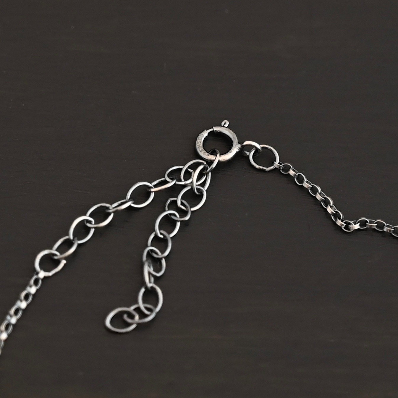 Sterling Silver Cassie Chain - oxidized shown on dark background