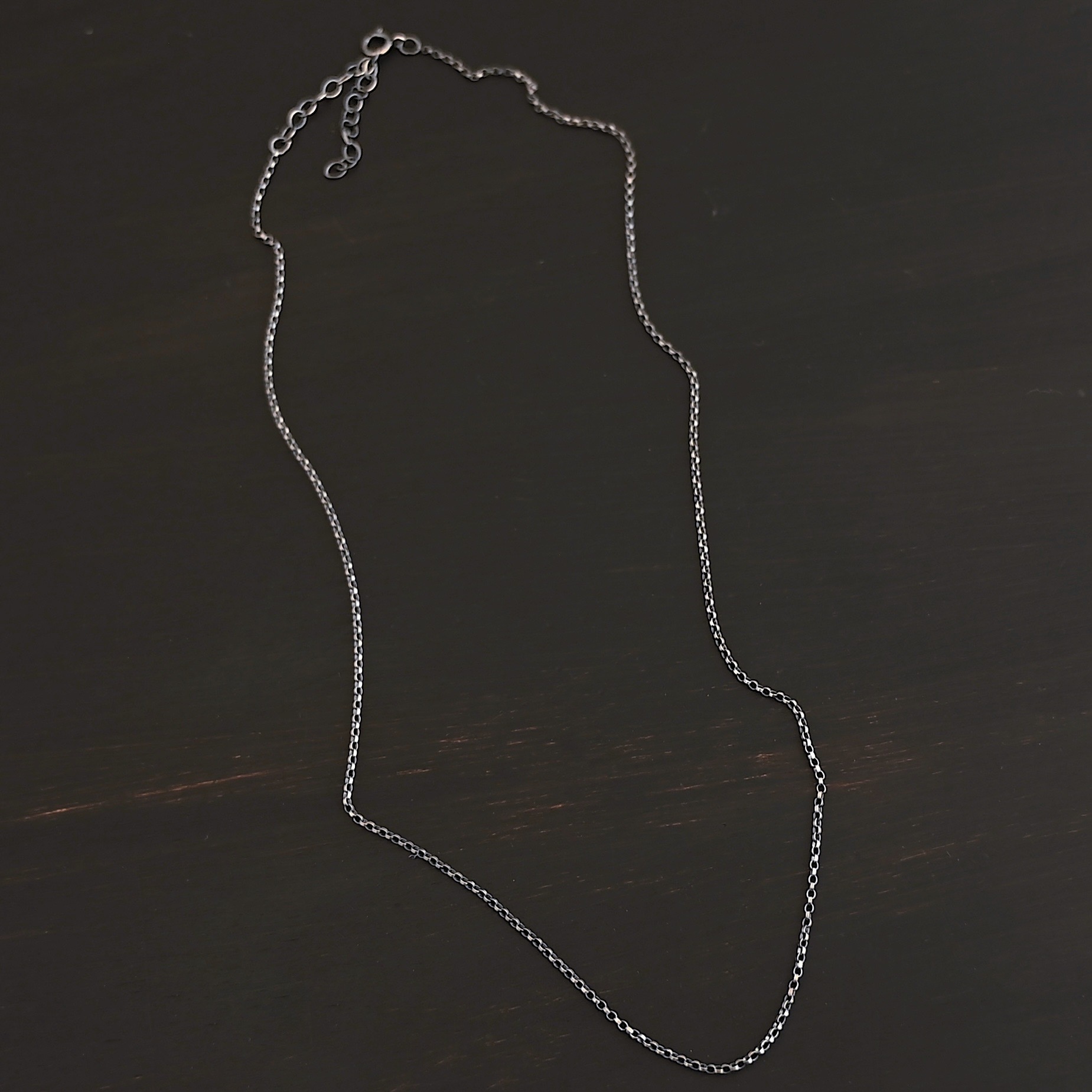 Sterling Silver Cassie Chain - oxidized shown on dark background