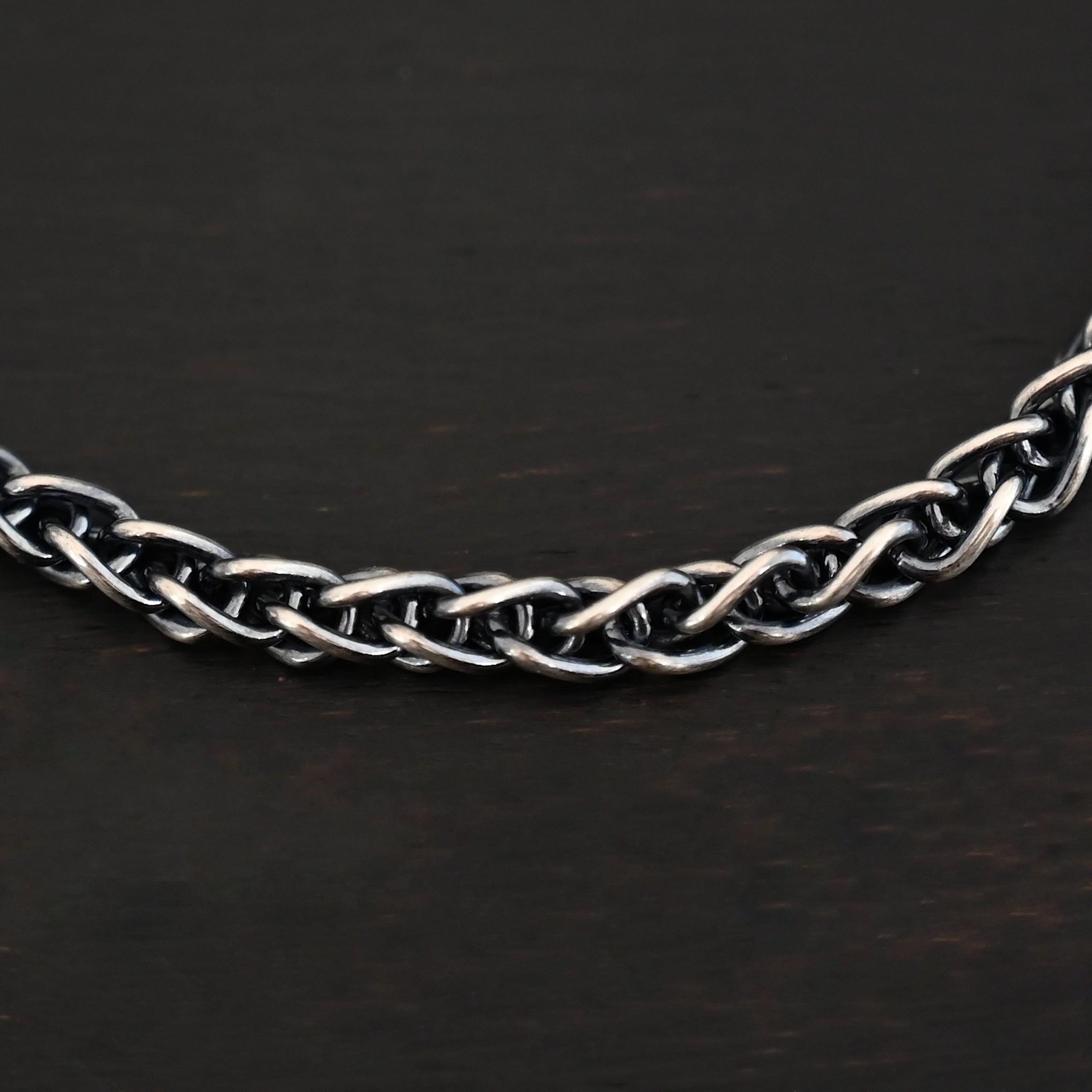 Sterling Silver King Cobra Chain - oxidized shown on dark background