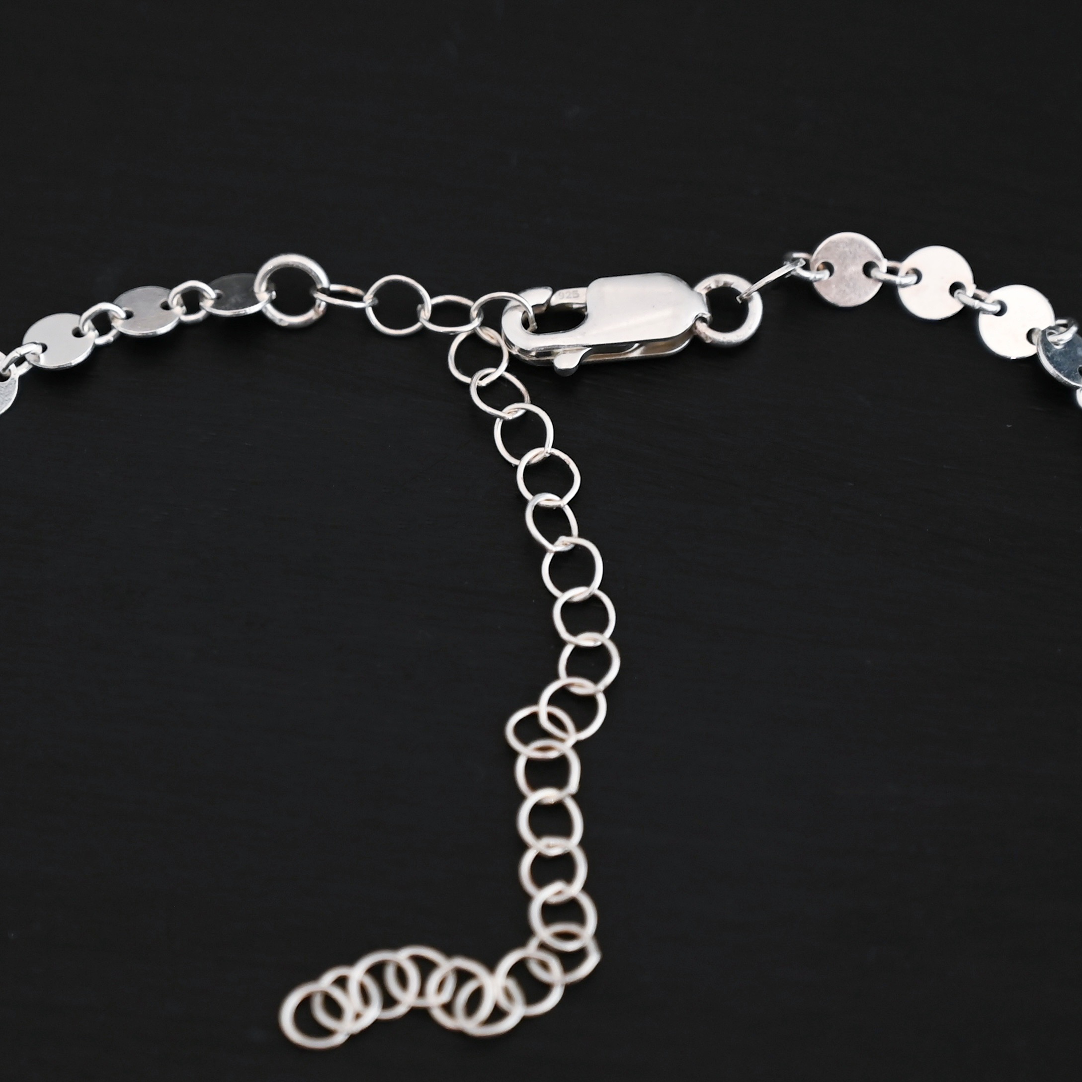 Gypsy Coin Chain - Shiny Sterling silver shown on dark background