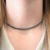 King Cobra Chain - 16-19" Oxidized shown on model with white shirt and brown hair