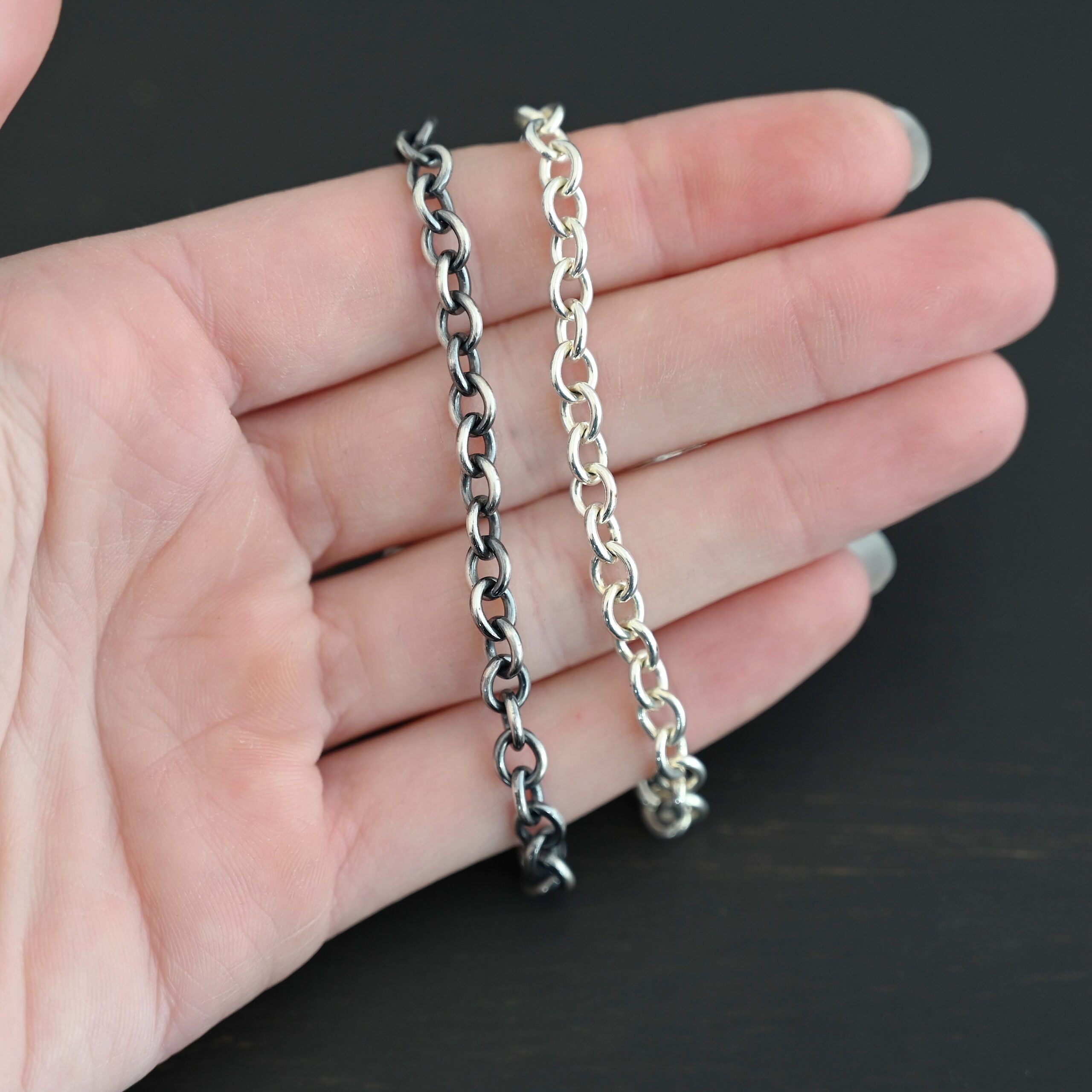 Joy Chain shiny & oxidized shown in hand