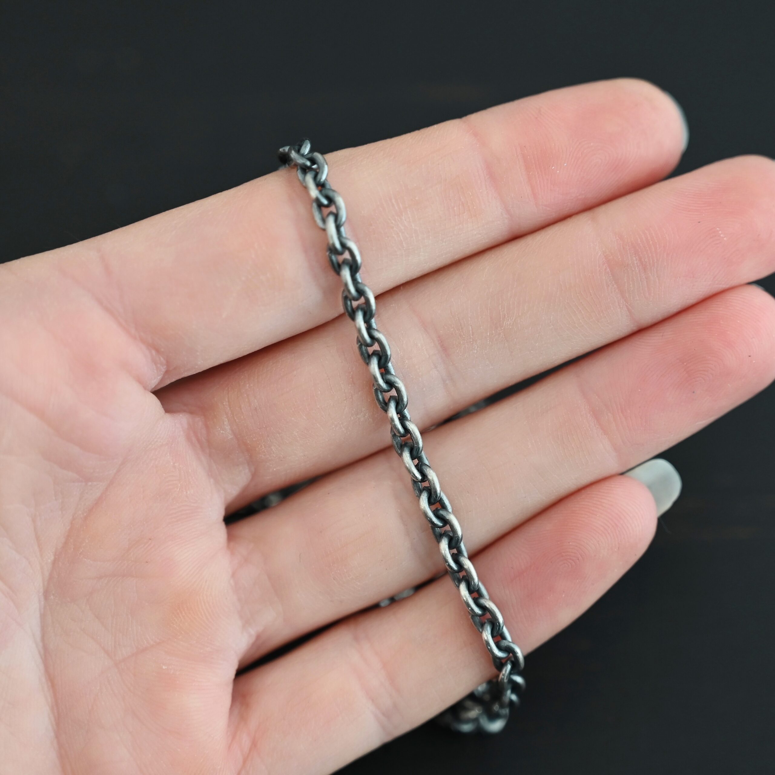 Joan Chain - oxidized Joan Chain oxidized shown in hand