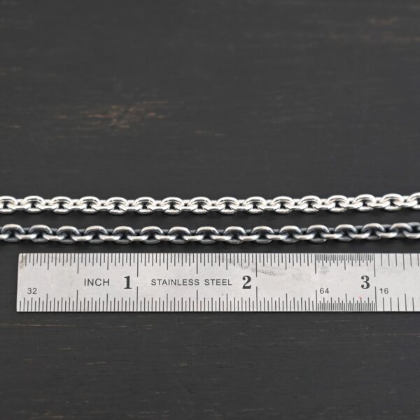 Joan Chain shiny & oxidized shown by ruler