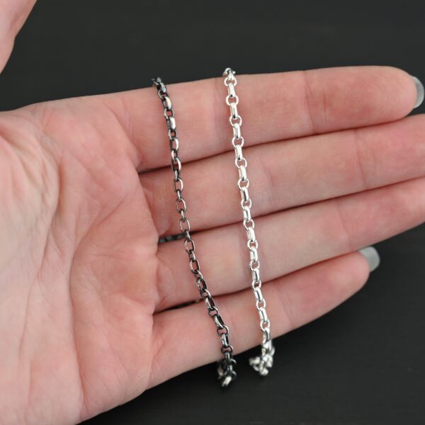 Olivia Chain oxidized & shiny shown in hand