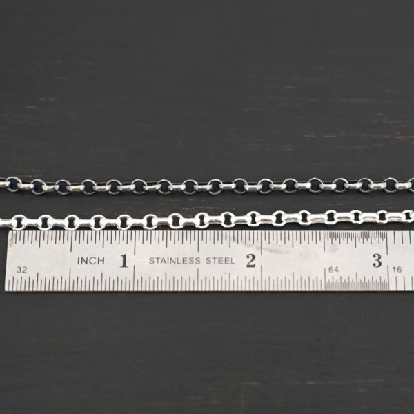 Olivia Chain oxidized & shiny shown by ruler