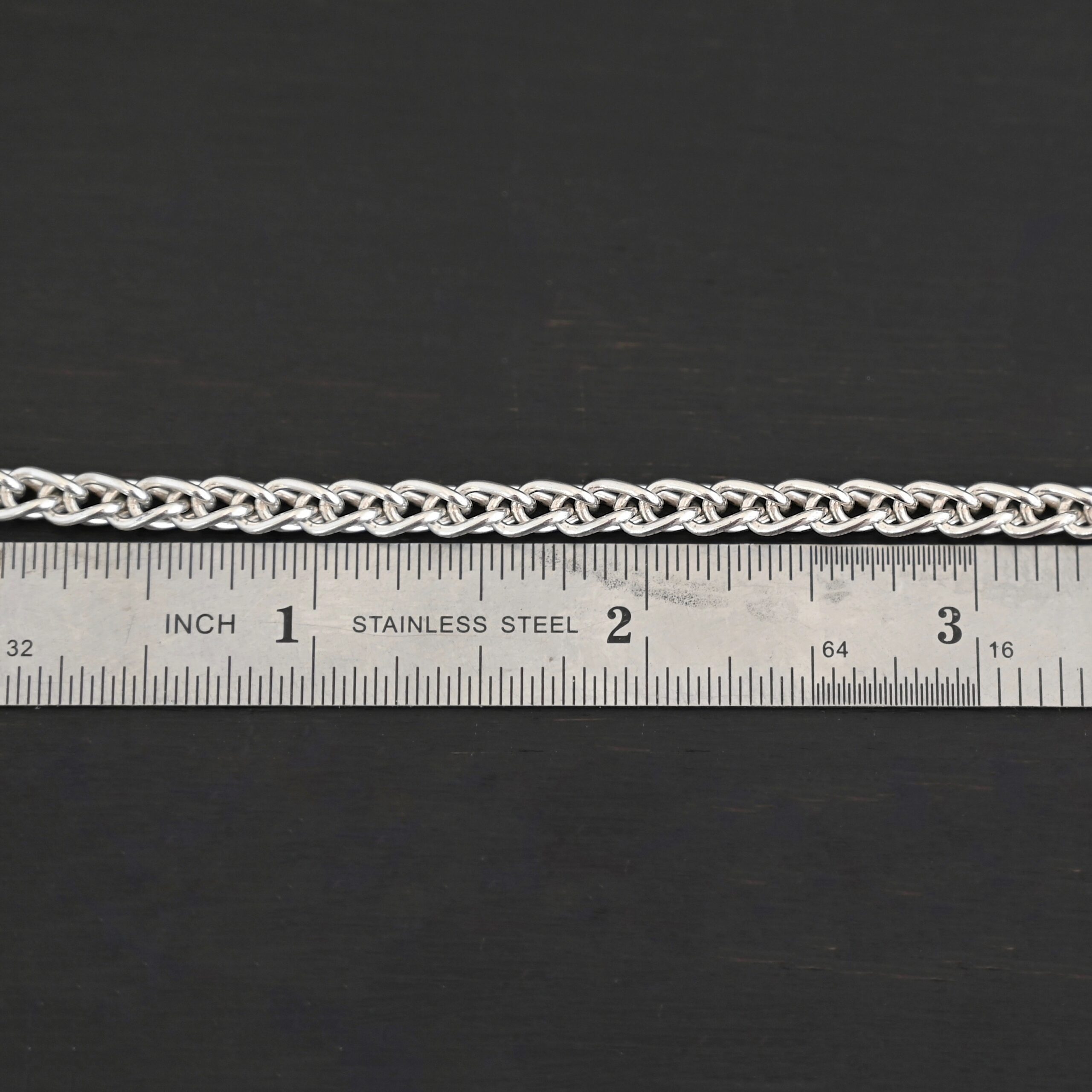 Sterling Silver King Cobra Chain - shiny shown by ruler