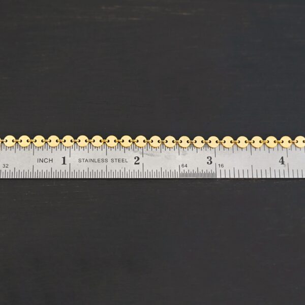 14k gold filled Gypsy Coin Chain - shown by ruler