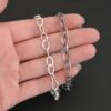 Sterling Silver Sky Chain - shiny & oxidized hammered shown in hand