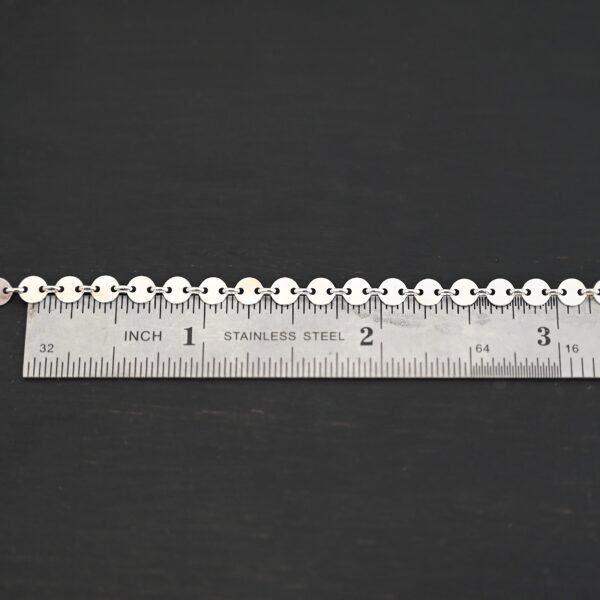 Gypsy Coin Chain - Shiny Sterling silver shown by ruler