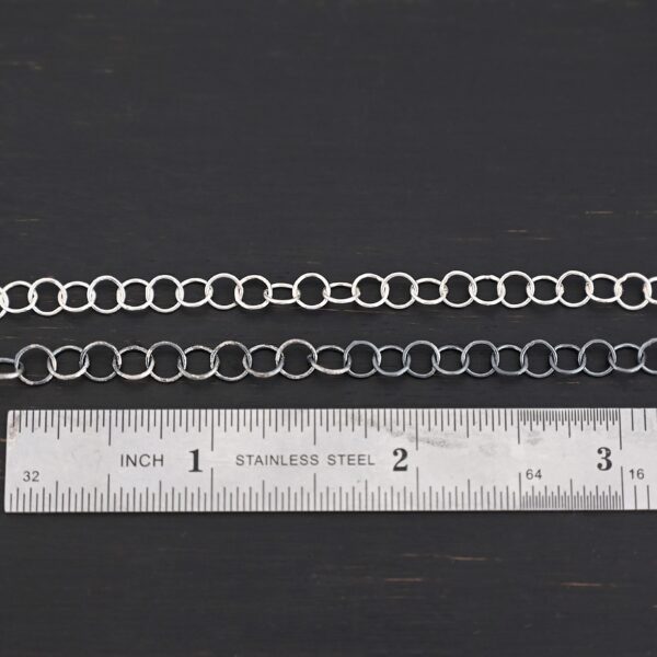 Sterling Silver Round Extension 5mm shiny and oxidized shown by ruler