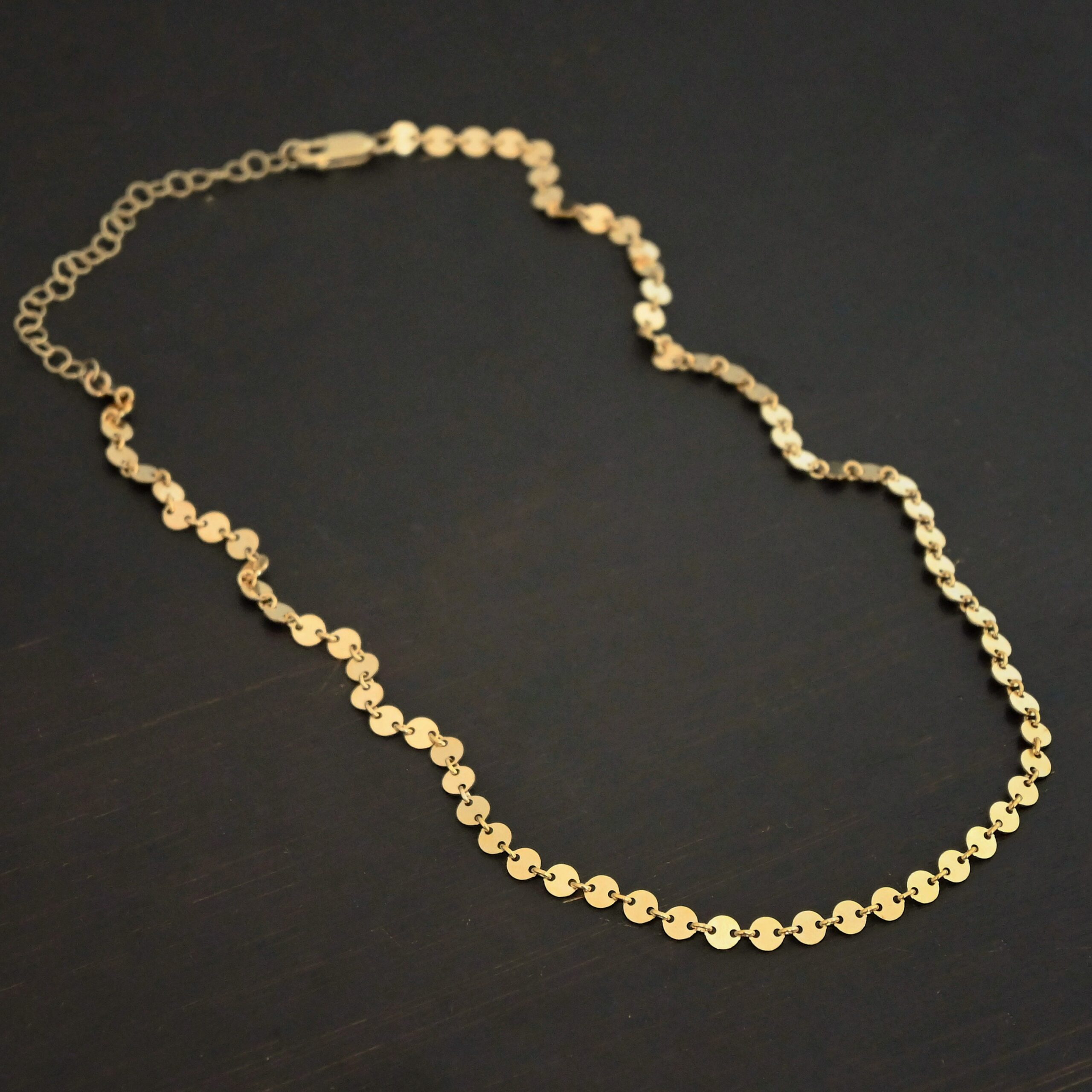 Gypsy Coin Chain - 14k Gold Filled shown on dark background