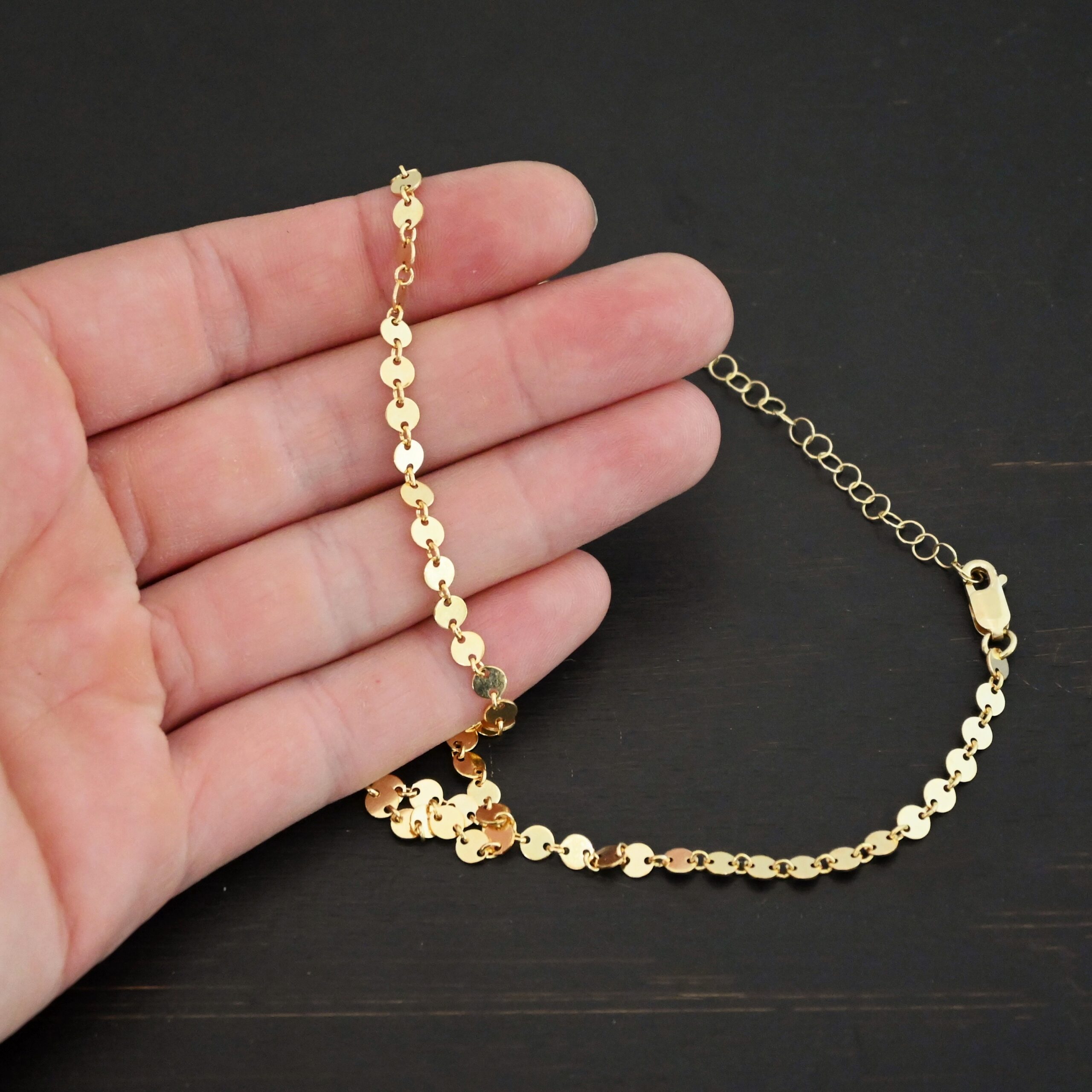 Gypsy Coin Chain - 14k Gold Filled shown in hand
