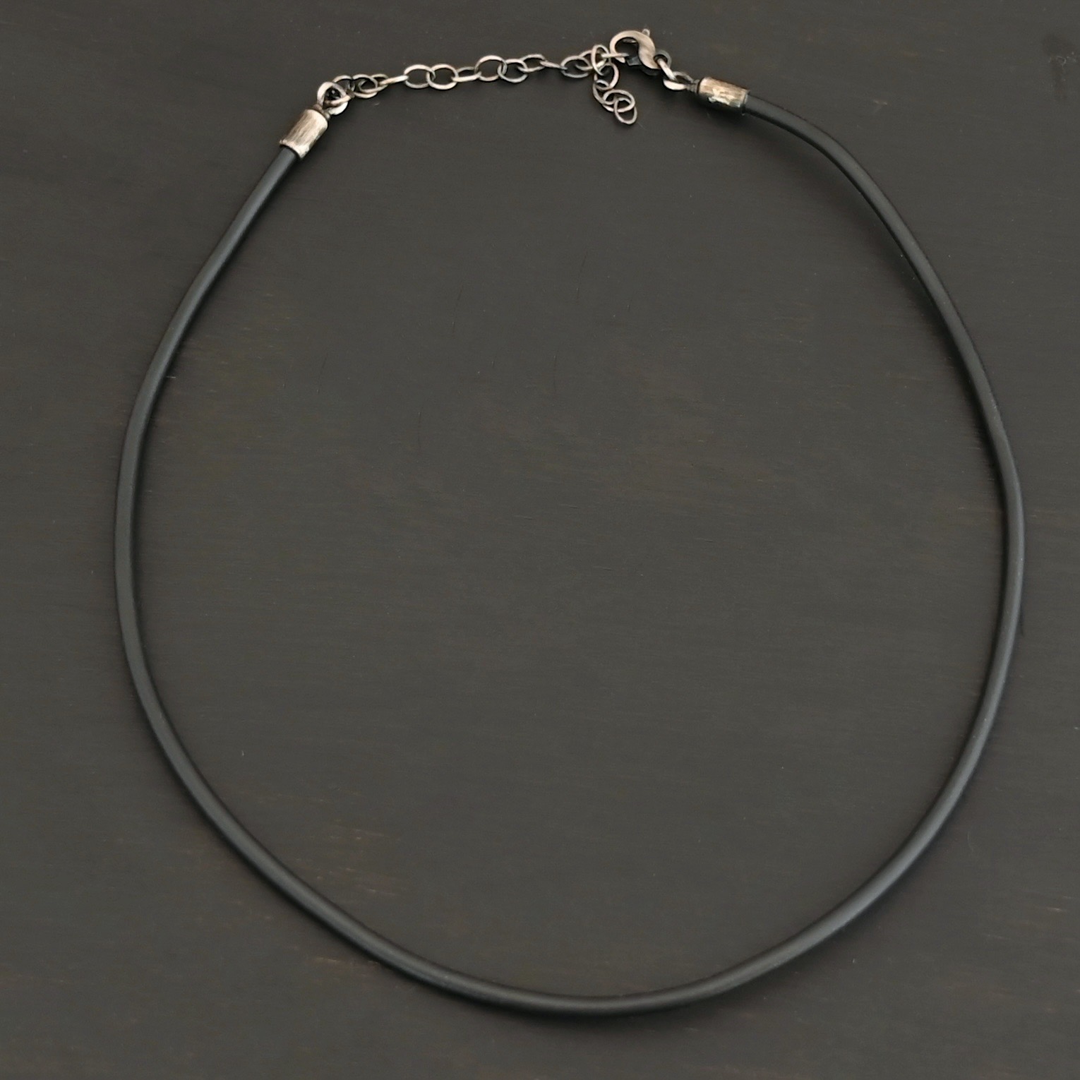 Wren Wire Necklace Oxidized shown on dark background