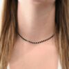 Gypsy Coin Chain - Oxidized Sterling Silver 15-18" shown on model with white shirt and brown hair