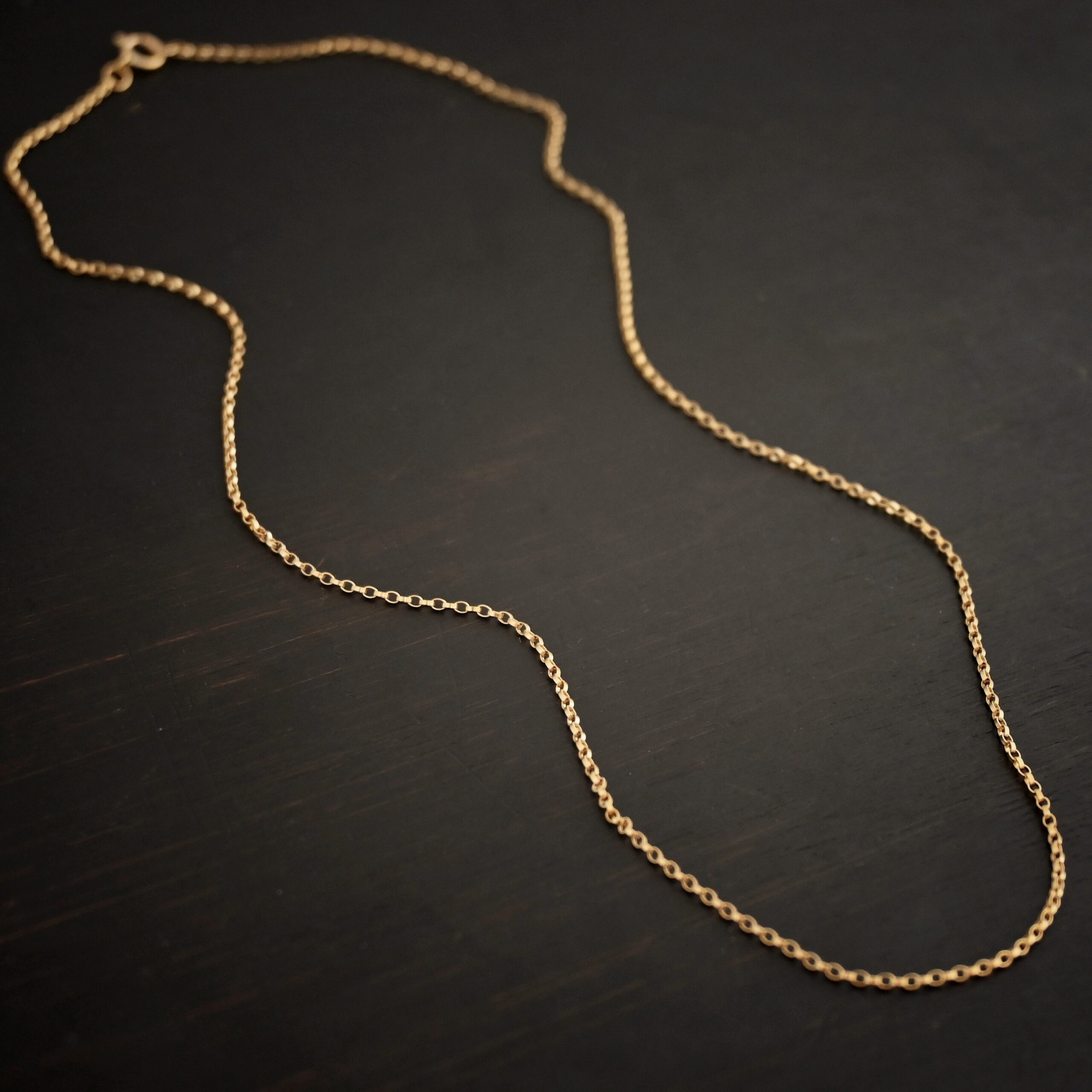 14k Gold Filled Jessica Rolo Chain shown on dark background