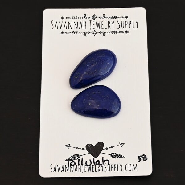 Tallulah Lapis cabochon parcel shown on business card