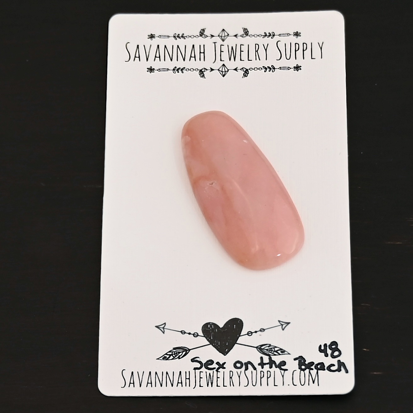 Sex on the Beach Pink Opal cabochon parcel Sex on the Beach Pink Opal cabochon parcel shown on business card