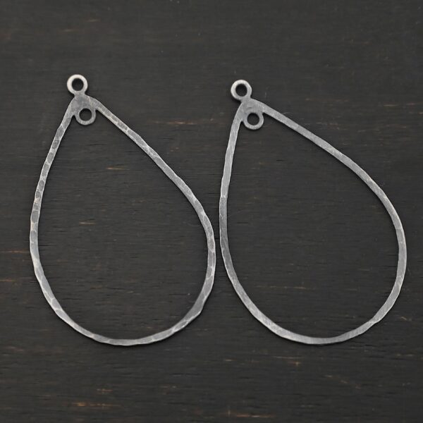 Sterling Silver Tabitha Teardrop Chandelier - oxidized hammered shown on dark background