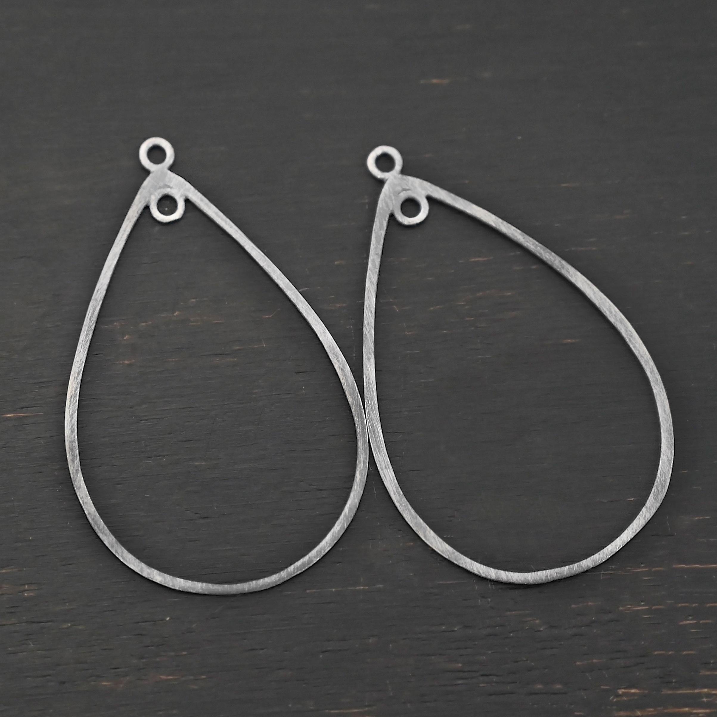 Sterling Silver Tabitha Teardrop Chandelier - oxidized smooth shown on dark background