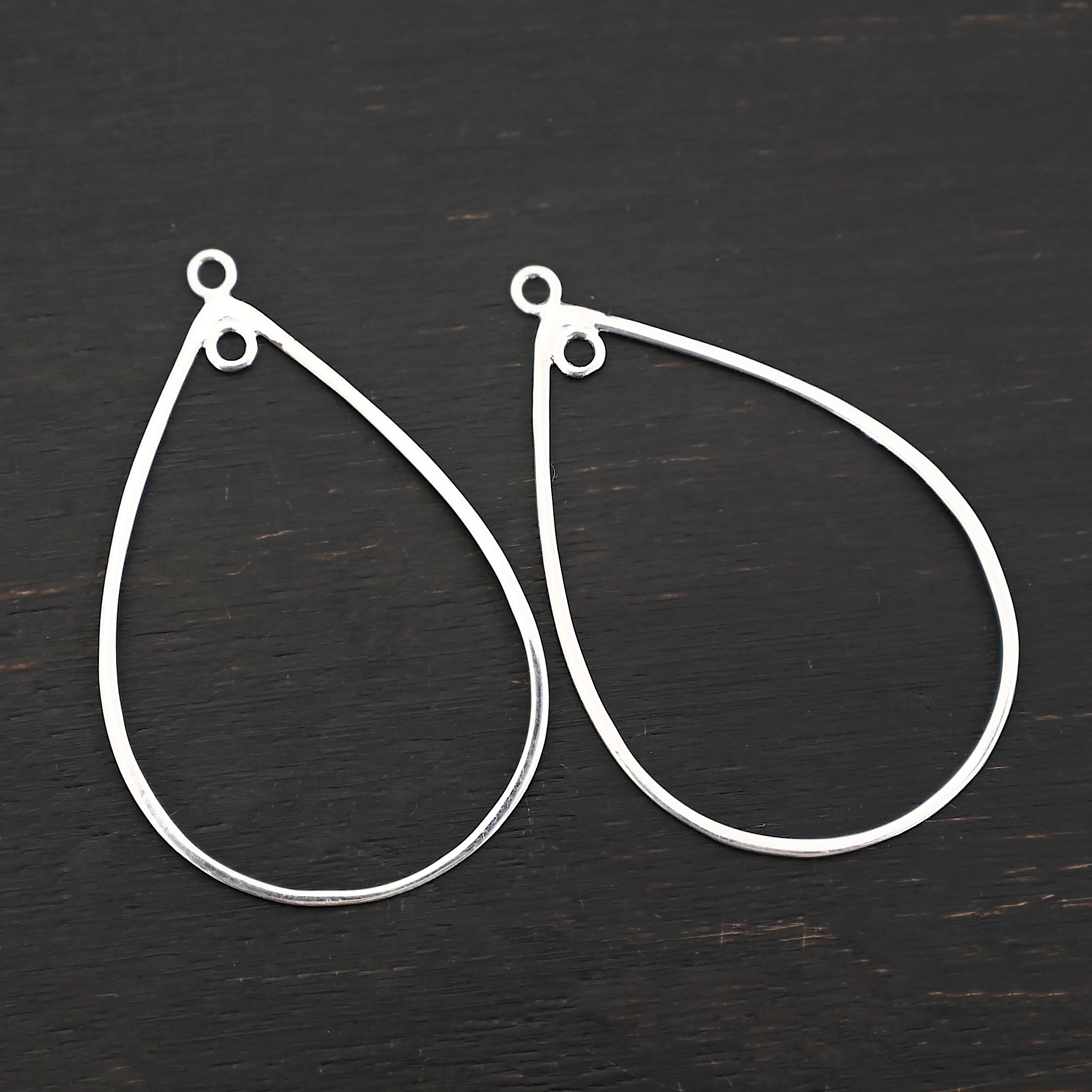 Sterling Silver Tabitha Teardrop Chandelier - shiny smooth shown by ruler