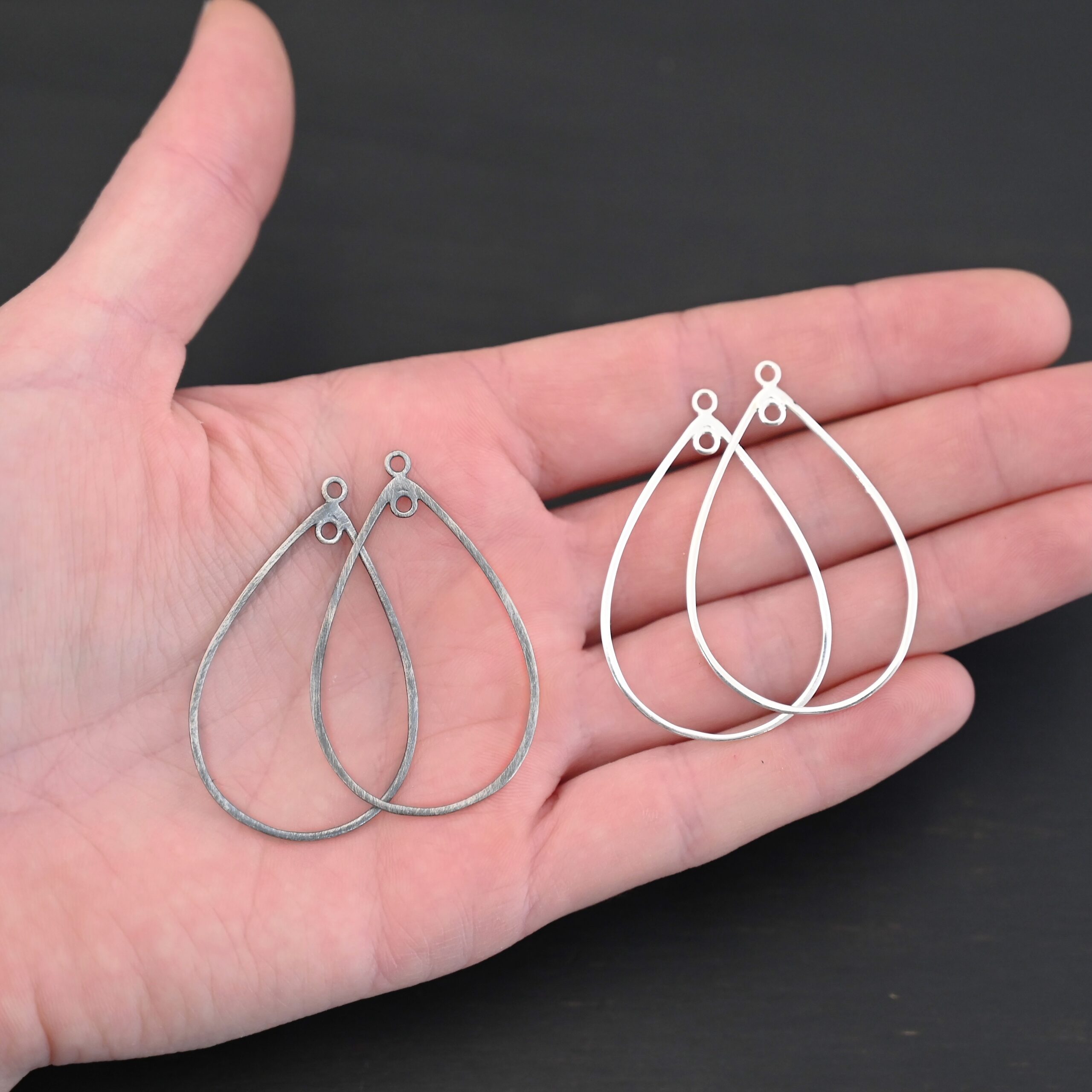 Sterling Silver Tabitha Teardrop Chandelier - smooth shown in hand