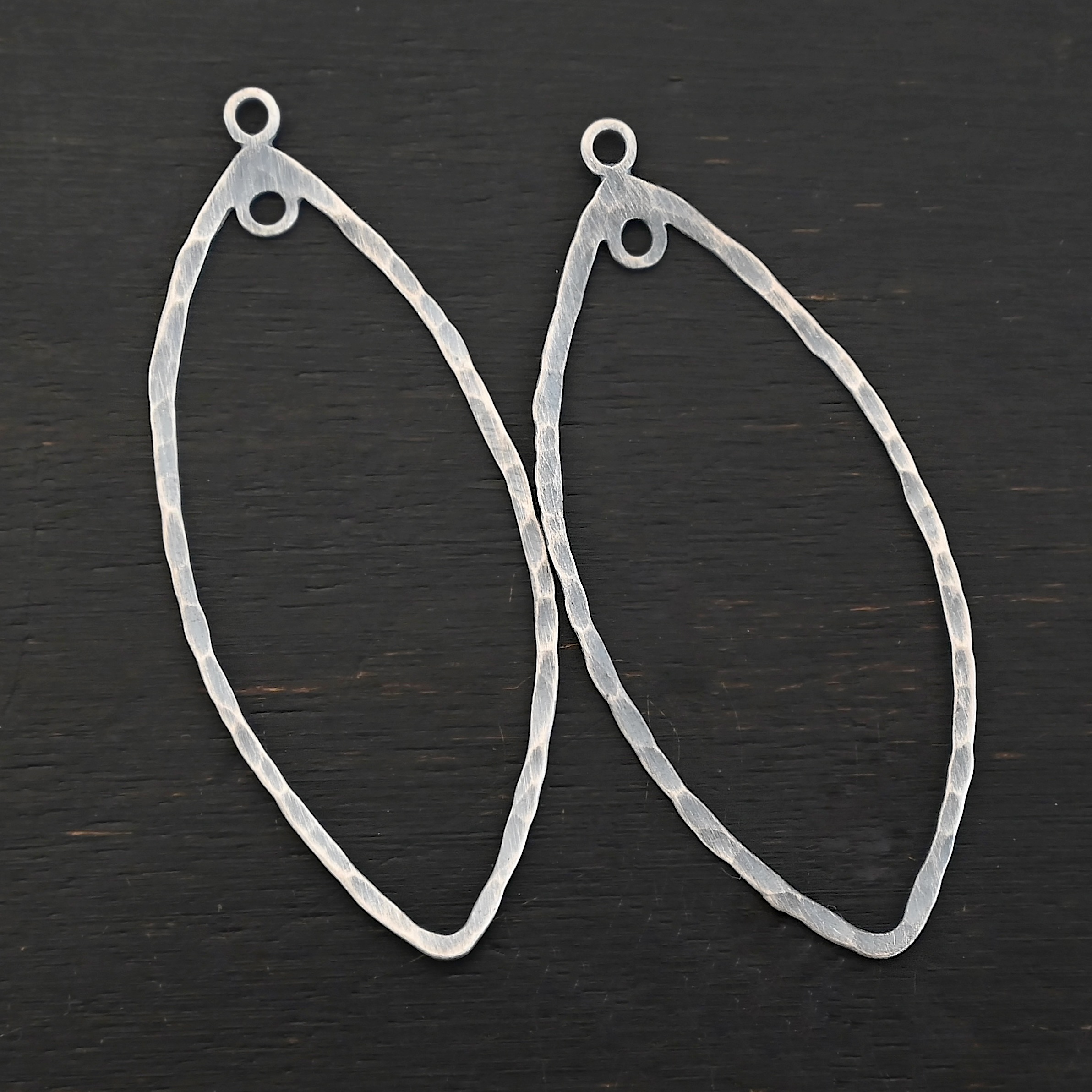 Sterling Silver Tiffany Marquise Chandelier - hammered oxidized shown on dark background