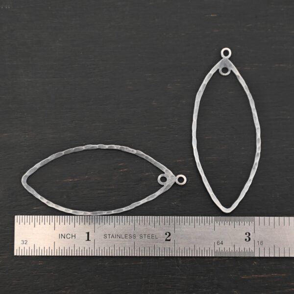 Sterling Silver Tiffany Marquise Chandelier - hammered oxidized shown by ruler