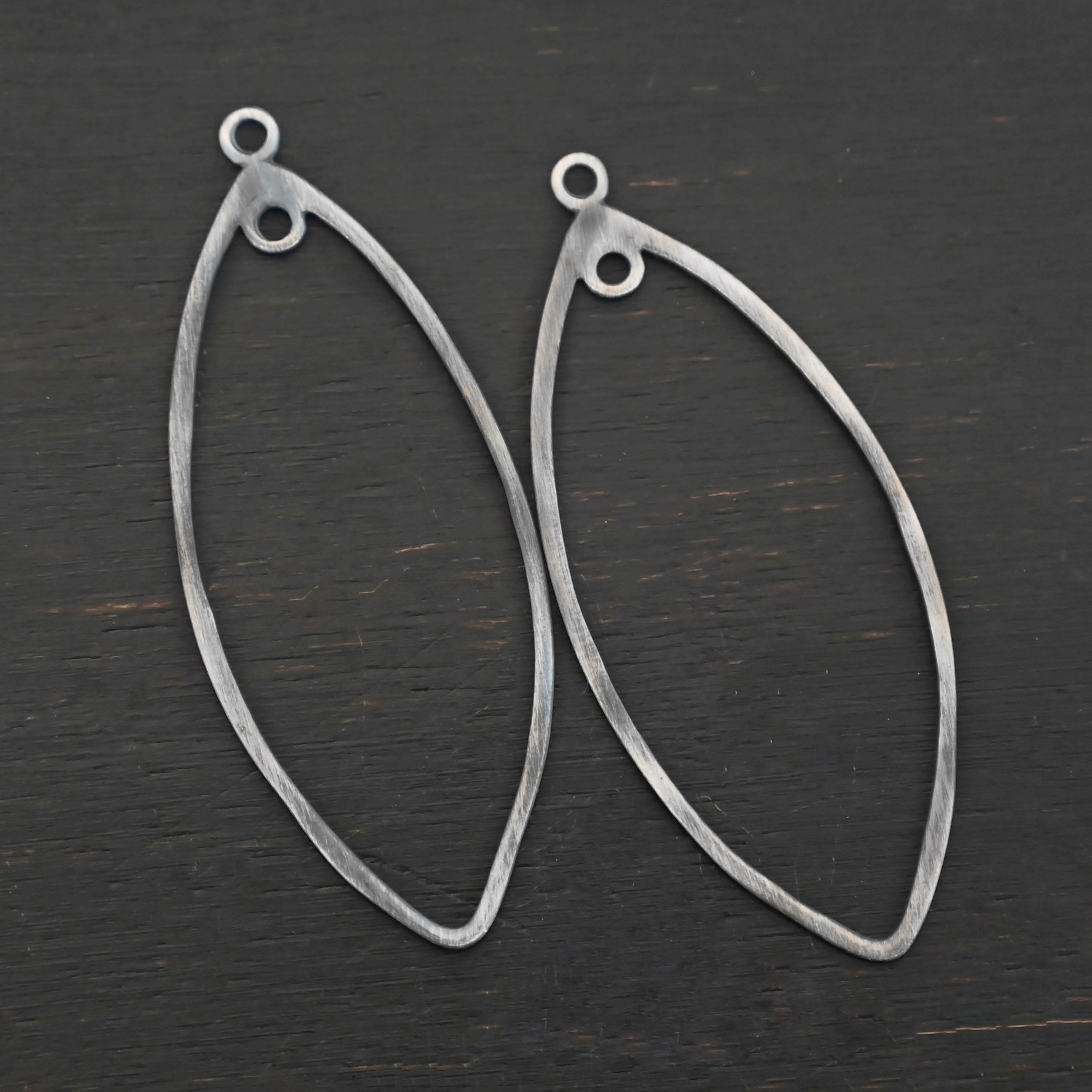 Sterling Silver Tiffany Marquise Chandelier - smooth oxidized shown on dark background