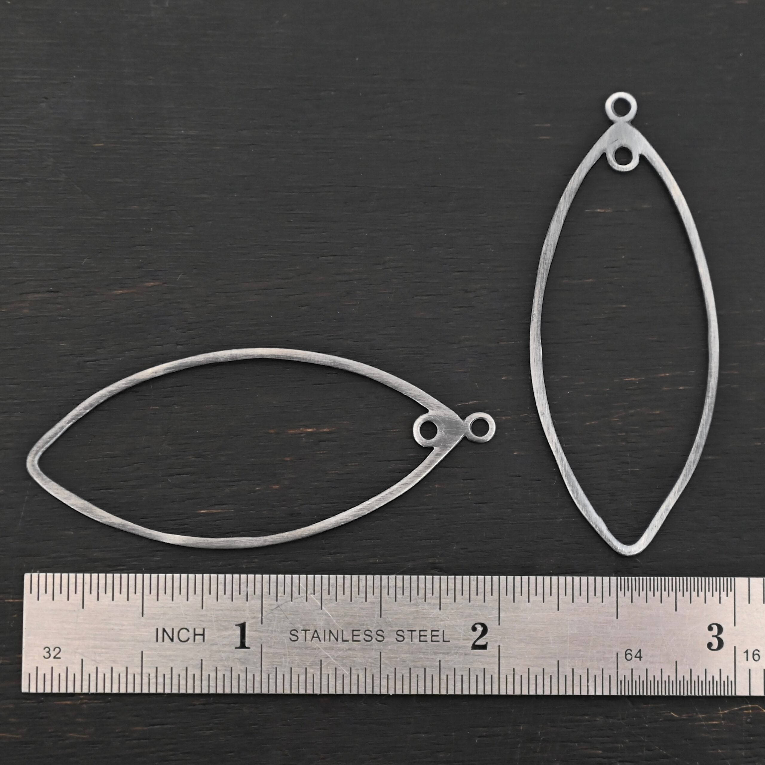 Sterling Silver Tiffany Marquise Chandelier - smooth oxidized shown by ruler