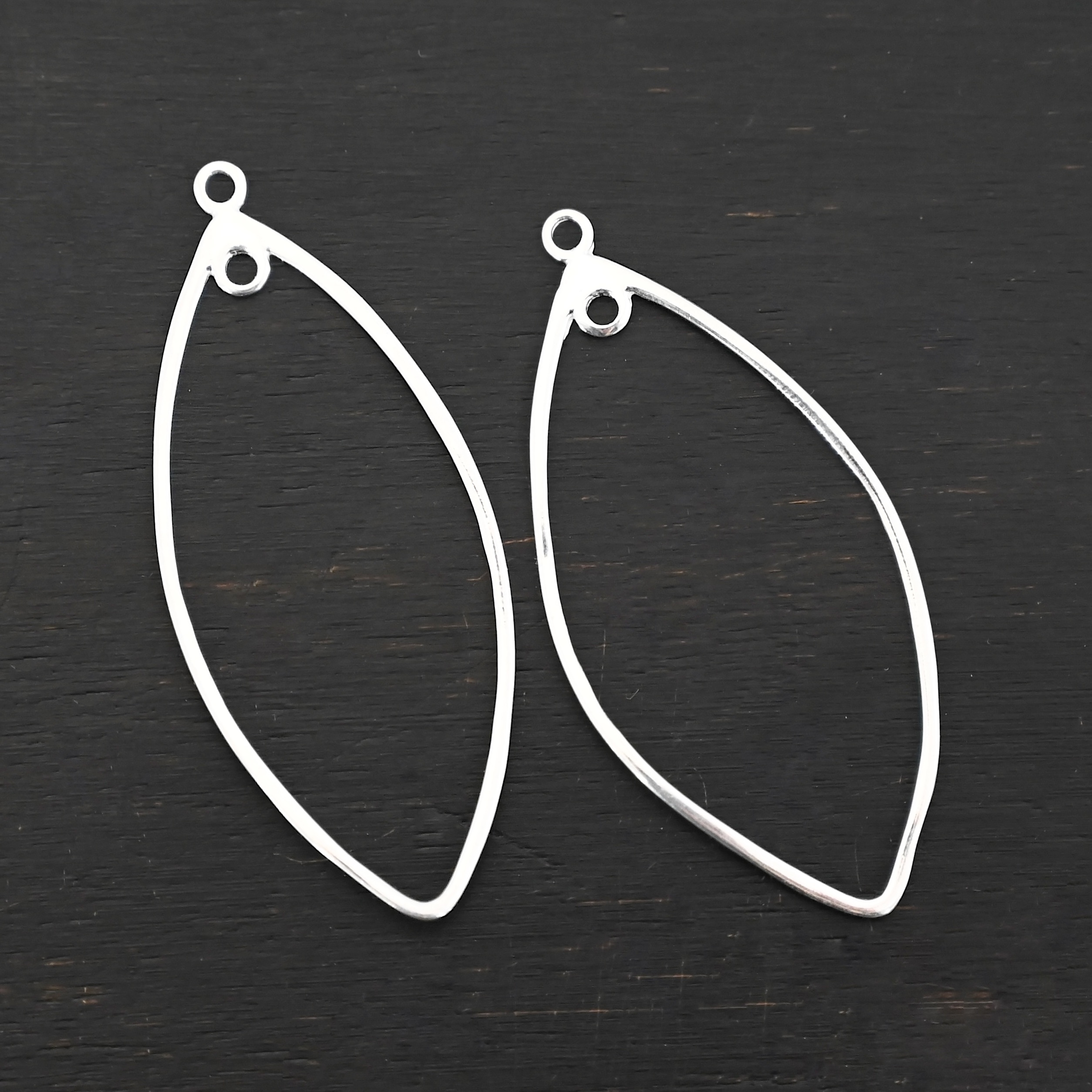 Sterling Silver Tiffany Marquise Chandelier - shiny smooth shown on dark background