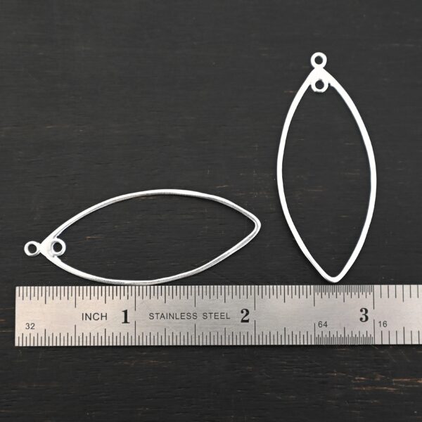 Sterling Silver Tiffany Marquise Chandelier - shiny smooth shown by ruler