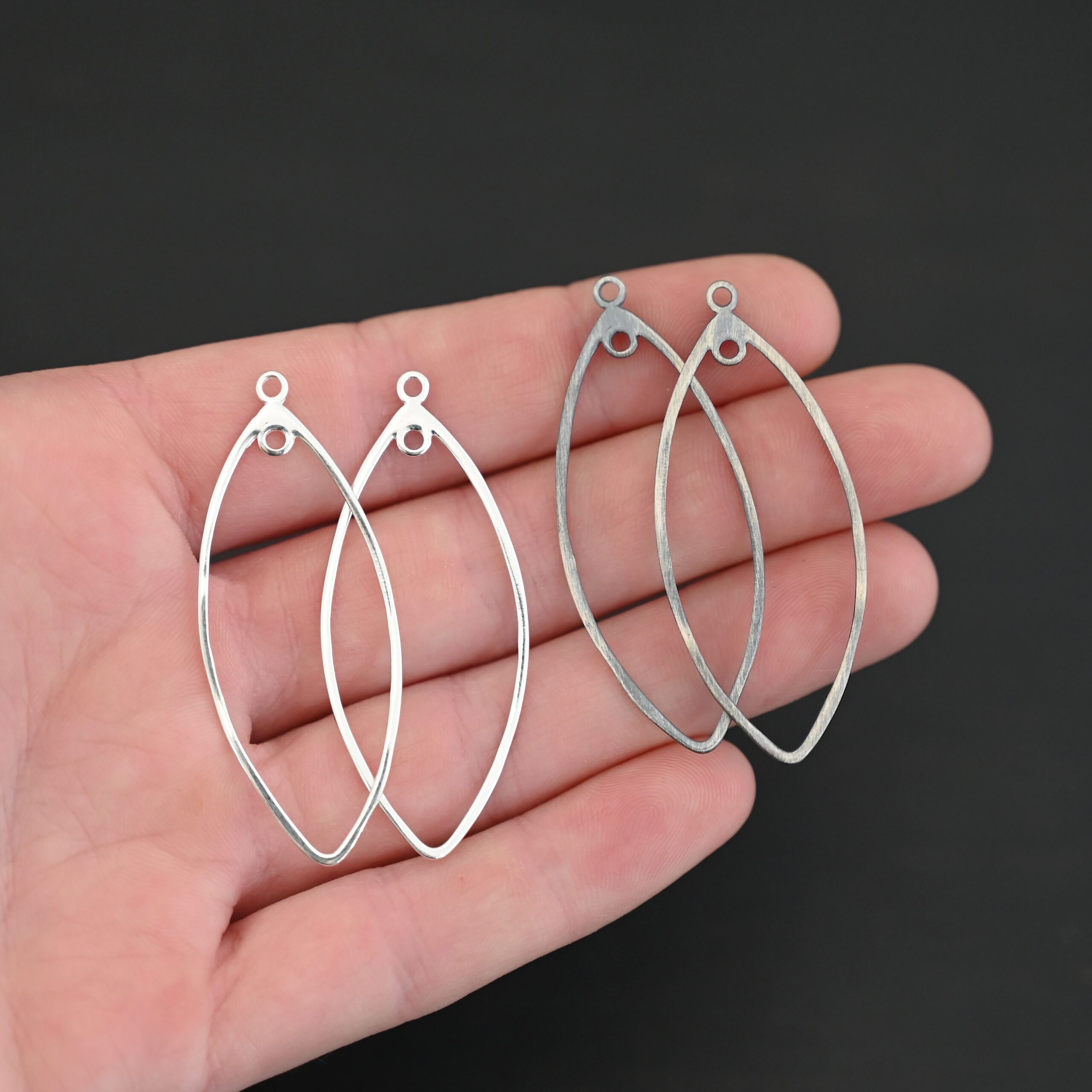 Sterling Silver Tiffany Marquise Chandelier - smooth shown in hand