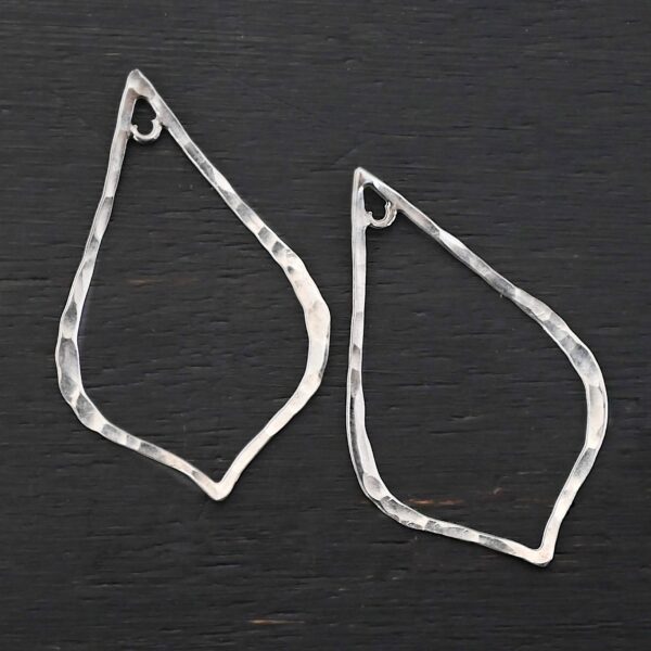 Sterling Silver Tula Petal Teardrop Chandelier shiny hammered shown on dark background