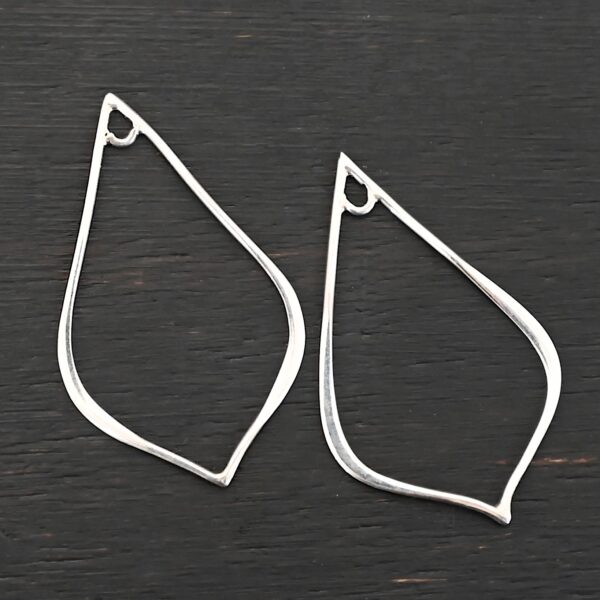 Sterling Silver Tula Petal Teardrop Chandelier shiny smooth shown on dark background