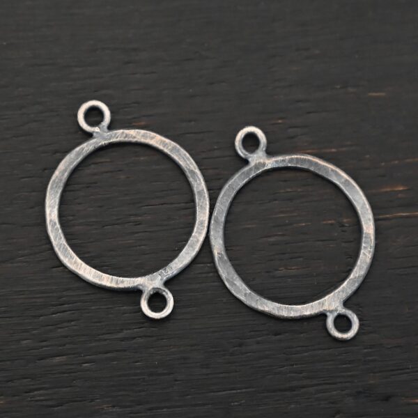 Sterling Silver Taylor Round Chandelier oxidized hammered shown on dark background