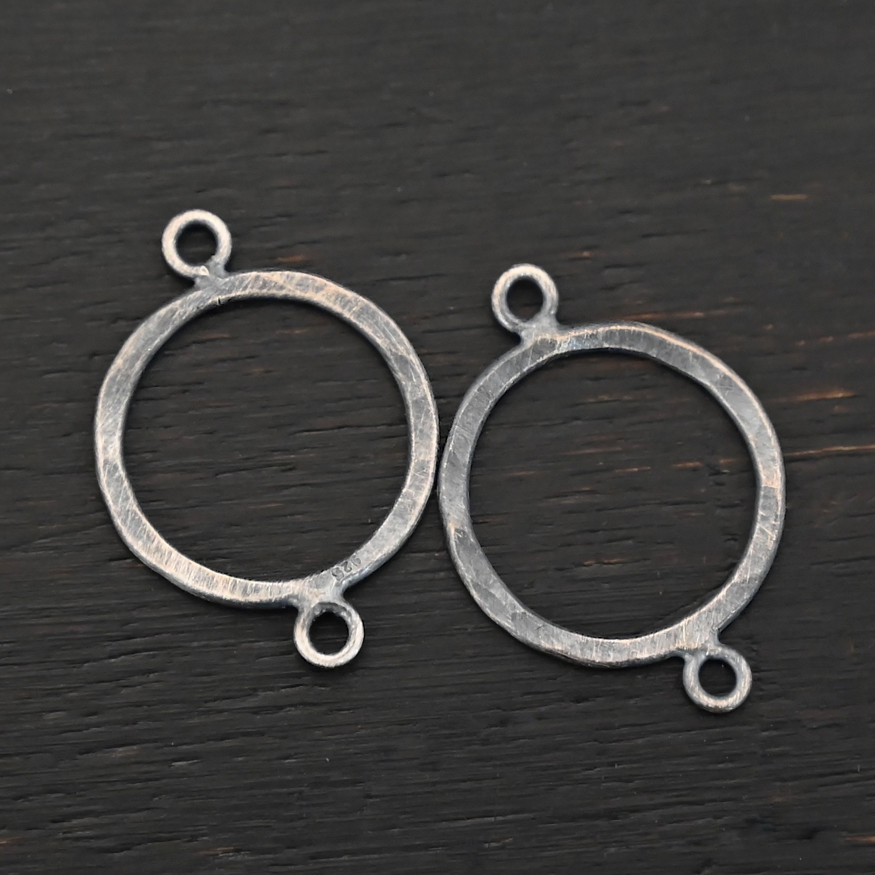 Taylor Round Chandelier hammered oxidized Sterling Silver Taylor Round Chandelier oxidized hammered shown on dark background