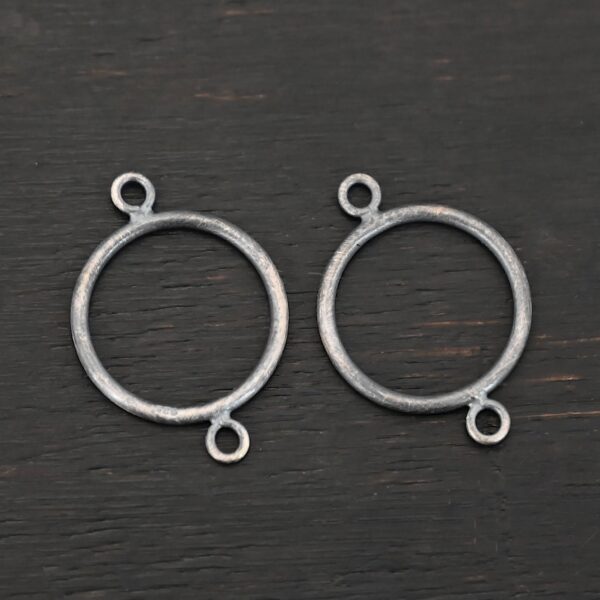 Sterling Silver Taylor Round Chandelier oxidized smooth shown on dark background