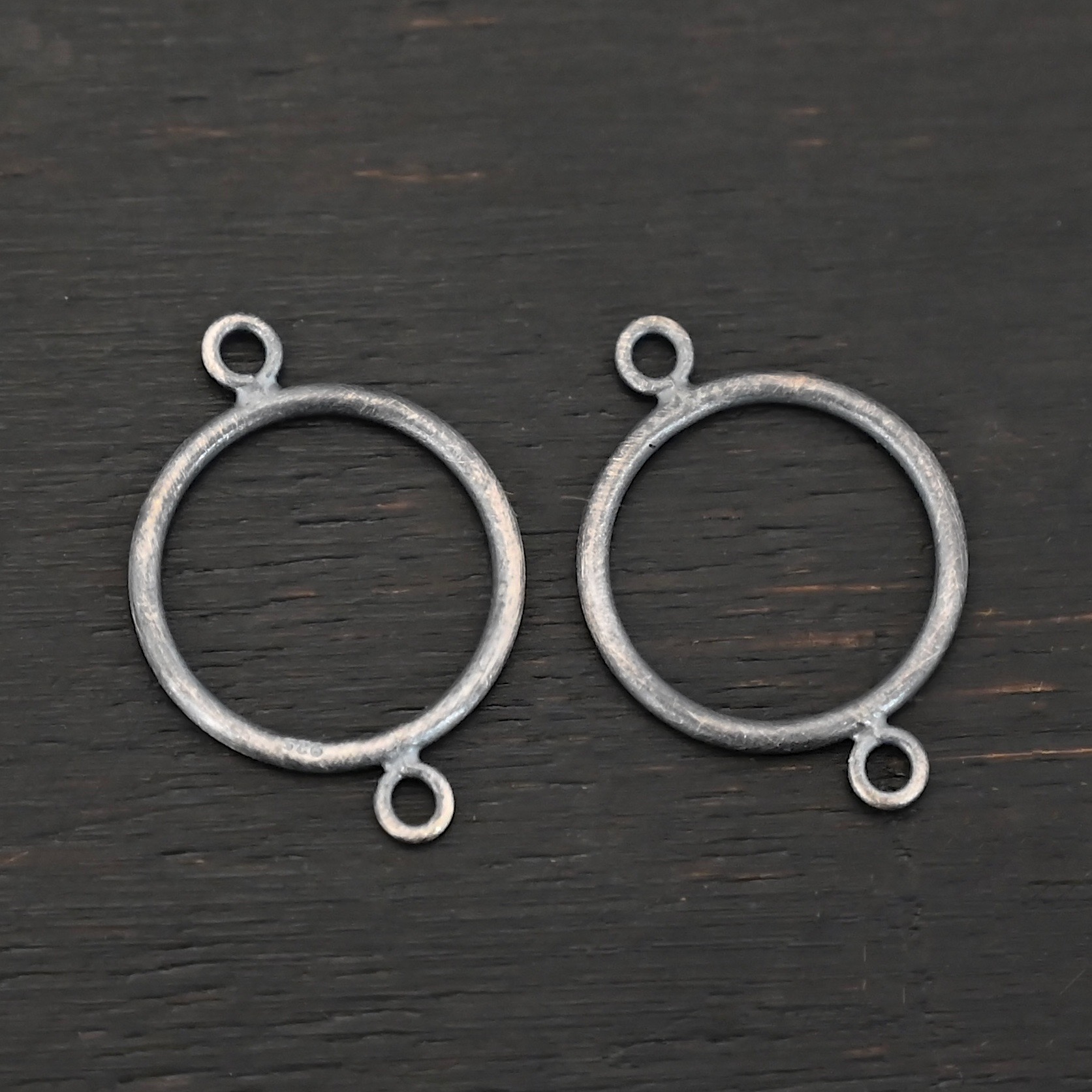 Taylor Round Chandelier smooth oxidized Sterling Silver Taylor Round Chandelier oxidized smooth shown on dark background