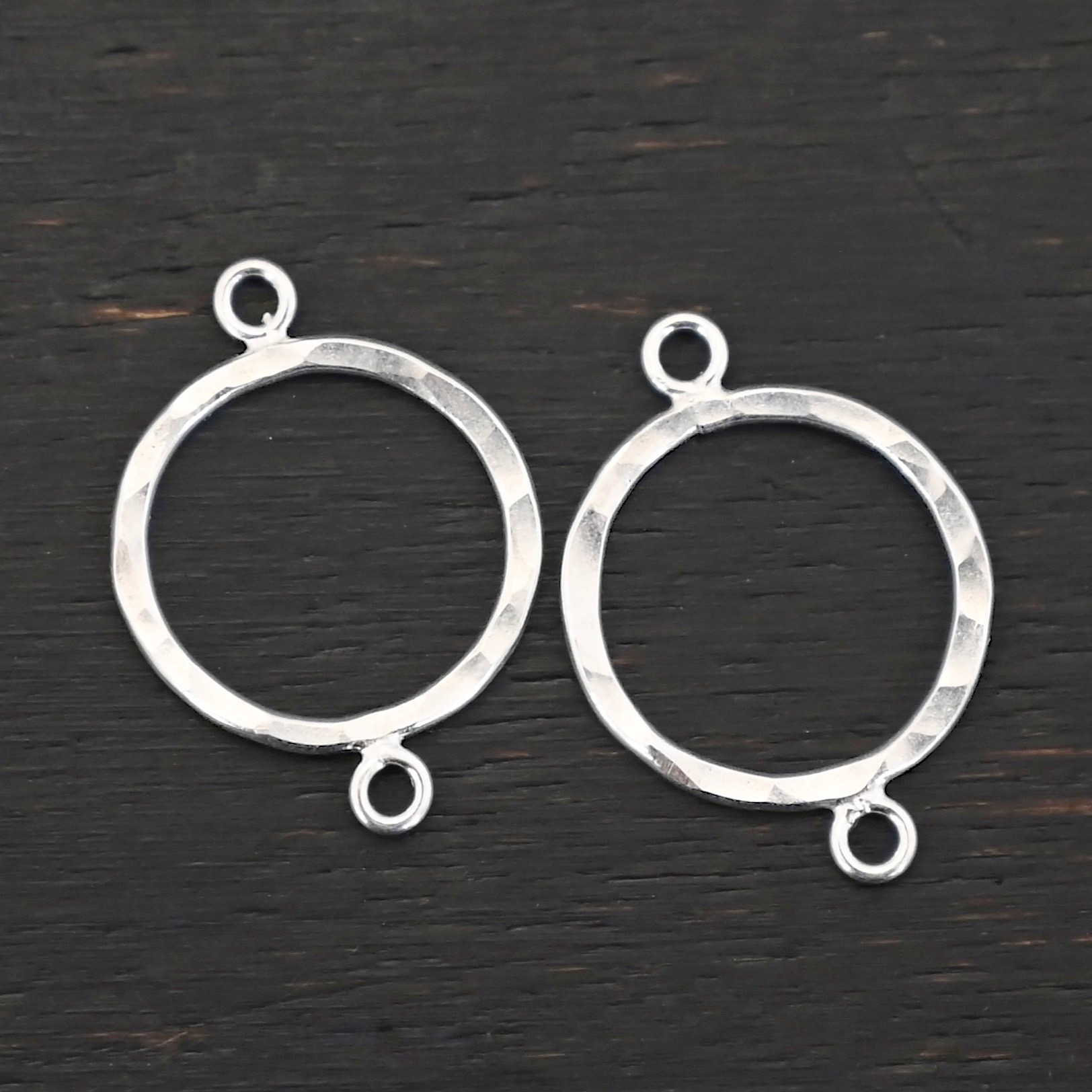 Taylor Round Chandelier shiny hammered Sterling Silver Taylor Round Chandelier shiny hammered shown on dark background