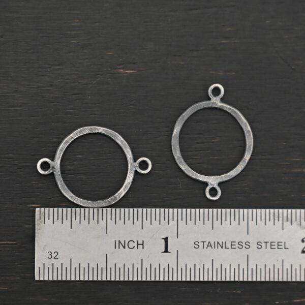 Sterling Silver Taylor Round Chandelier oxidized hammered shown by ruler