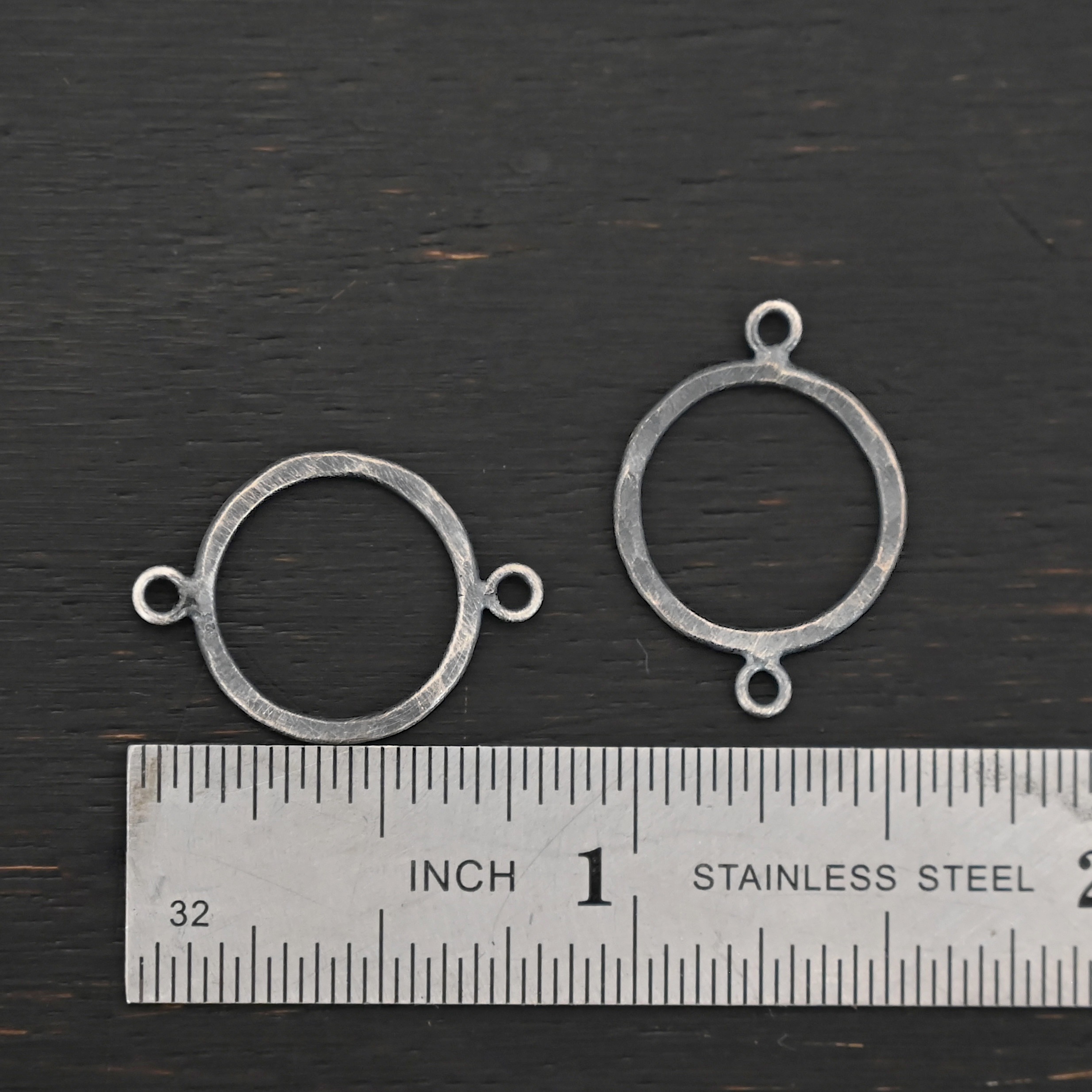 Taylor Round Chandelier hammered oxidized Sterling Silver Taylor Round Chandelier oxidized hammered shown by ruler