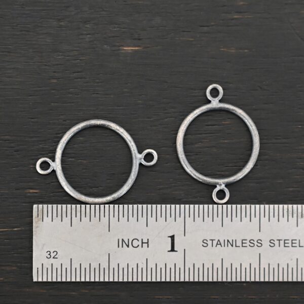 Sterling Silver Taylor Round Chandelier oxidized smooth shown by ruler