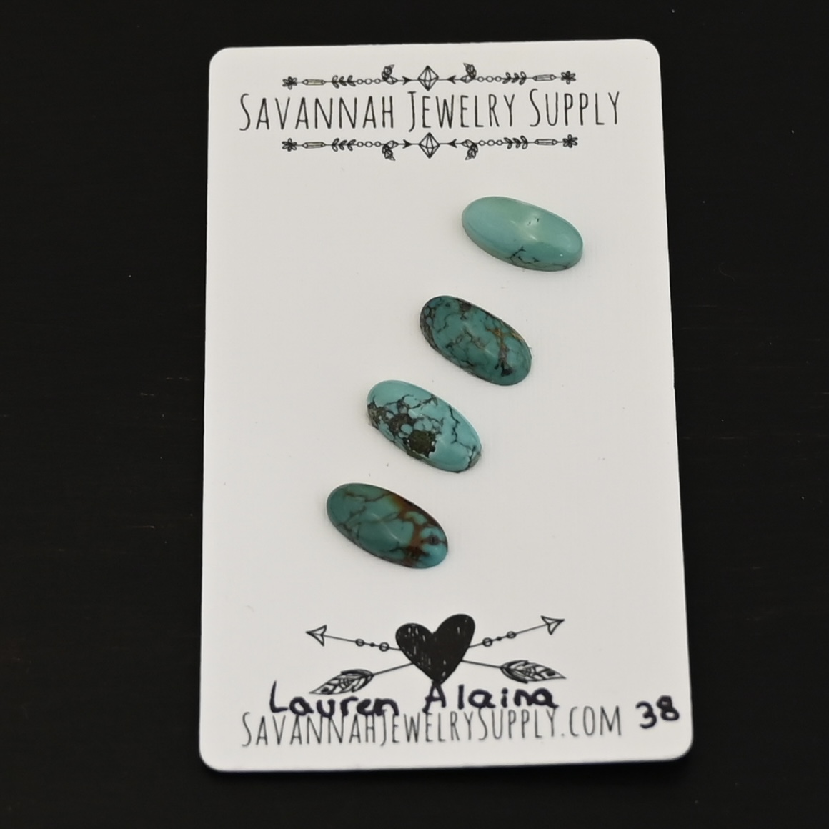 Lauren Alaina Turquoise Cabochon Parcel shown on business card