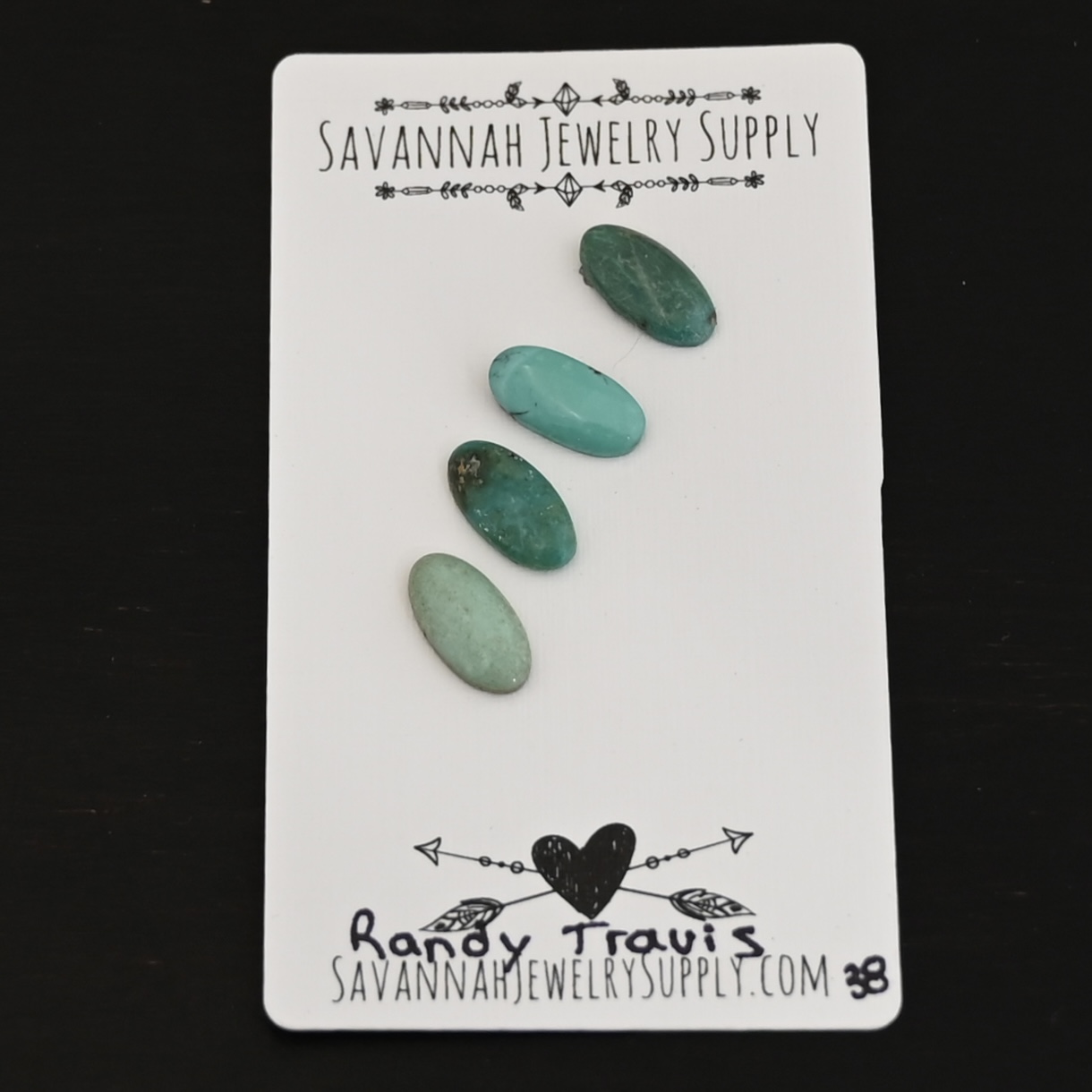 Randy Travis Turquoise Cabochon Parcel shown on business card