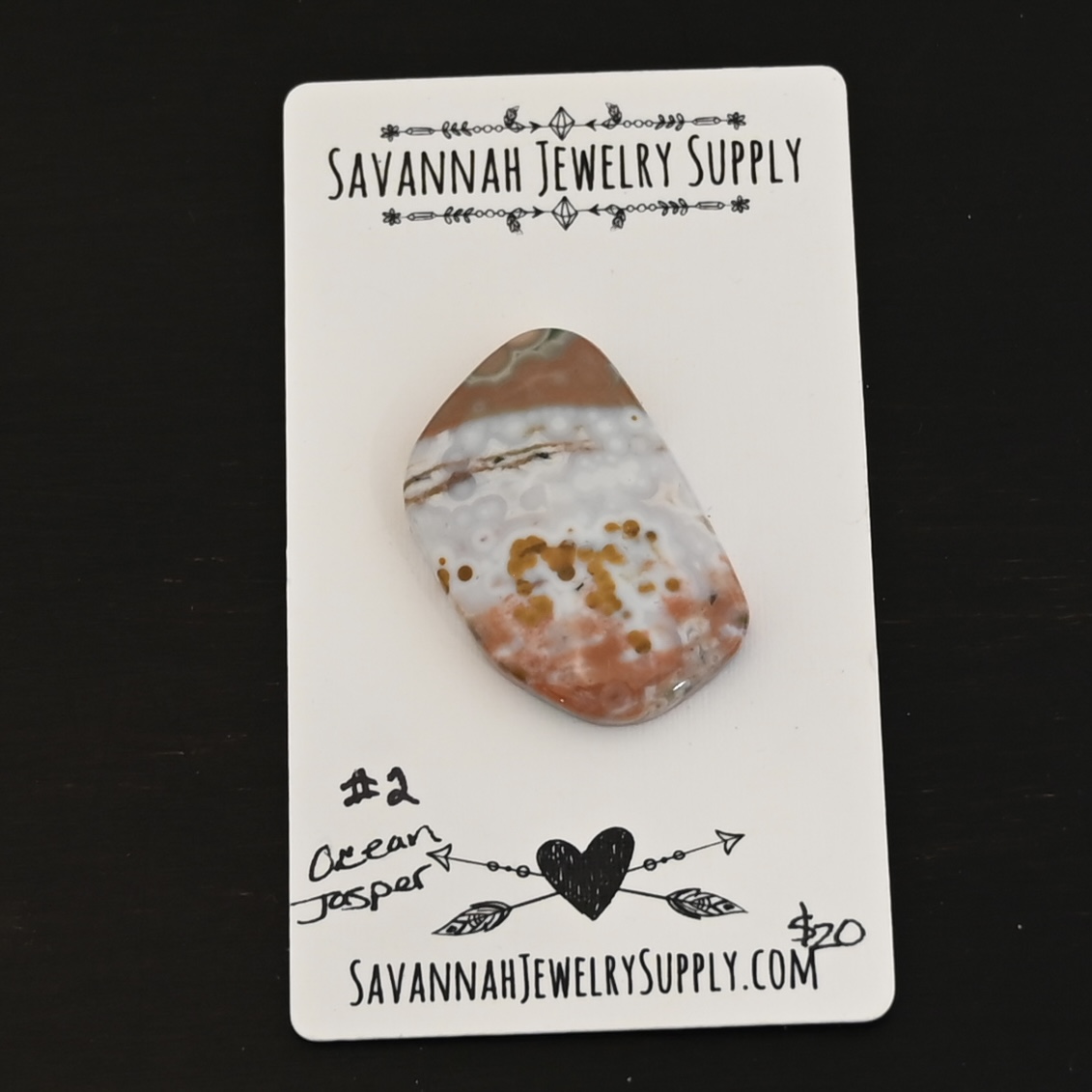 Ocean Jasper Cabochon #2 shown on business card