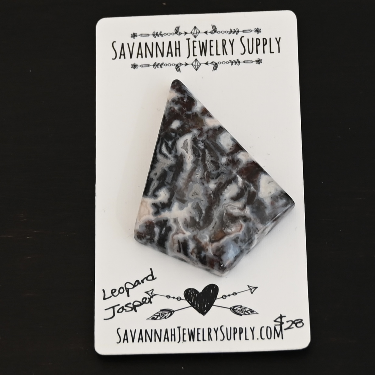 Leopard Jasper Cabochon Leopard Jasper Cabochon shown on business card